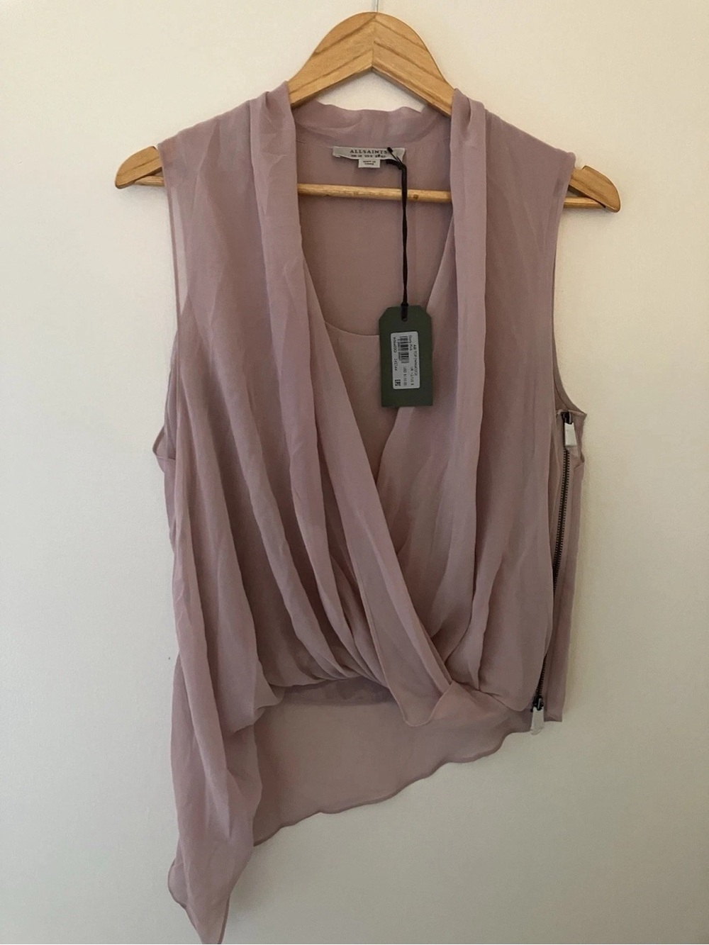 All Saints Draped Sleeveless Tank Top - Dusty Mauve
